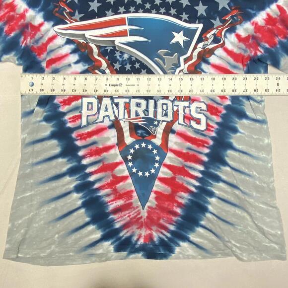 New England Patriots Shirt Men LRG/XL Blue Short Sleeve Tie Dye Double Sided Y2K - Picture 4 of 6